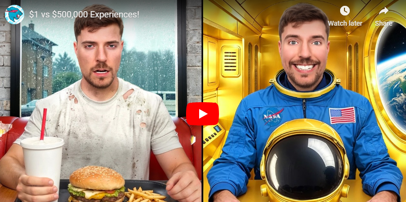 Read more about the article MrBeast: $1 VS $500,000 Experiences!